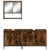 vidaXL Set mobilier de baie, 3 piese, stejar fumuriu, lemn prelucrat