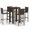 vidaXL Set bar exterior cu cotieră, 5 piese, maro, poliratan