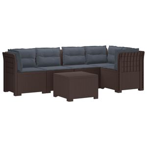 vidaXL Sofa de grădină cu 5 locuri cu perne aspect rattan PP Maro