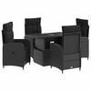 vidaXL Set dining pentru exterior 5 buc. Negru poliratan
