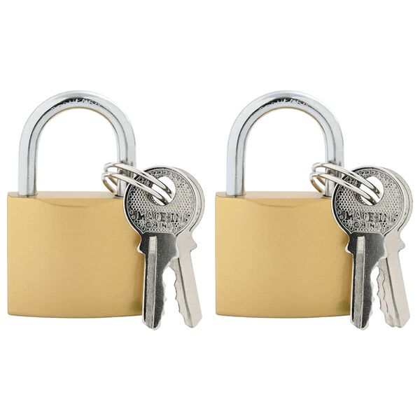 vidaXL U Lock cu Chei 2 pcs Alamă Fier