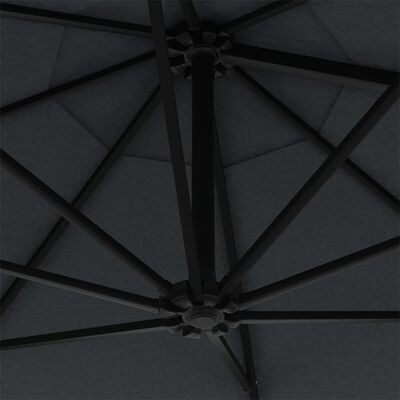 vidaXL Umbrelă soare, montaj pe perete, stâlp metal, 300 cm, antracit