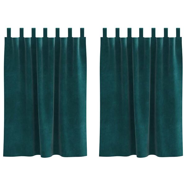 vidaXL Perdele opace 2 pcs Verde &icirc;nchis 140 x 140 cm Catifea