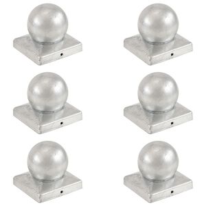 vidaXL Capace st&acirc;lpi tip glob, 6 buc., 101x101 mm, metal galvanizat