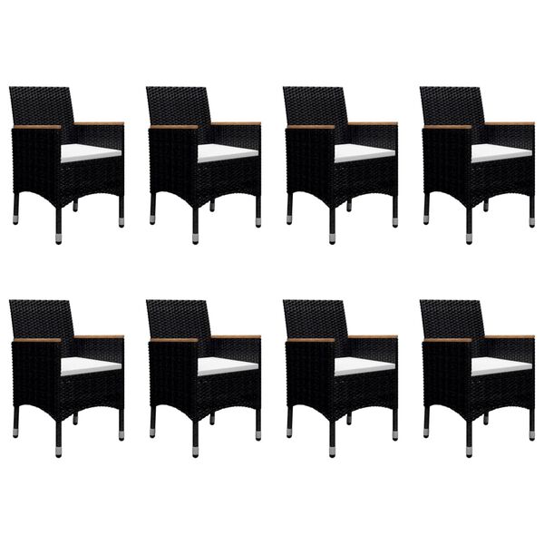 vidaXL Set mobilier de grădină cu perne, 9 piese, negru