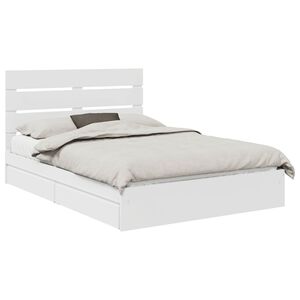 vidaXL Pat cu storage cu headboard Alb 140 x 190 cm Lemn compozit