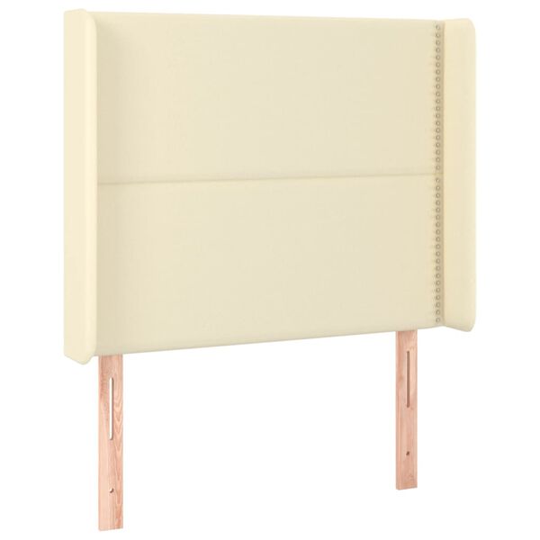 vidaXL Tăblie de pat cu LED, crem, 103x16x118/128 cm, piele ecologică