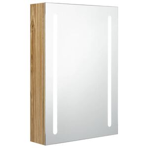 vidaXL Dulap de baie cu oglindă și LED, stejar, 50x13x70 cm