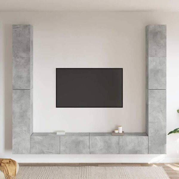 vidaXL Set dulapuri TV, 6 piese, gri beton, lemn prelucrat