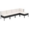 vidaXL Set mobilier de grădină cu perne, 5 piese, negru, poliratan