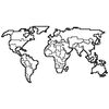 Homemania Decor perete World Map 11, negru, 100x53 cm, metal