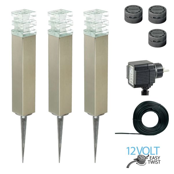 Luxform Spoturi de grădină LED "Adelaide" set complet 3 buc. 12 V