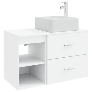 vidaXL Set de mobilier pentru baie 2 pcs Alb Lemn prelucrat