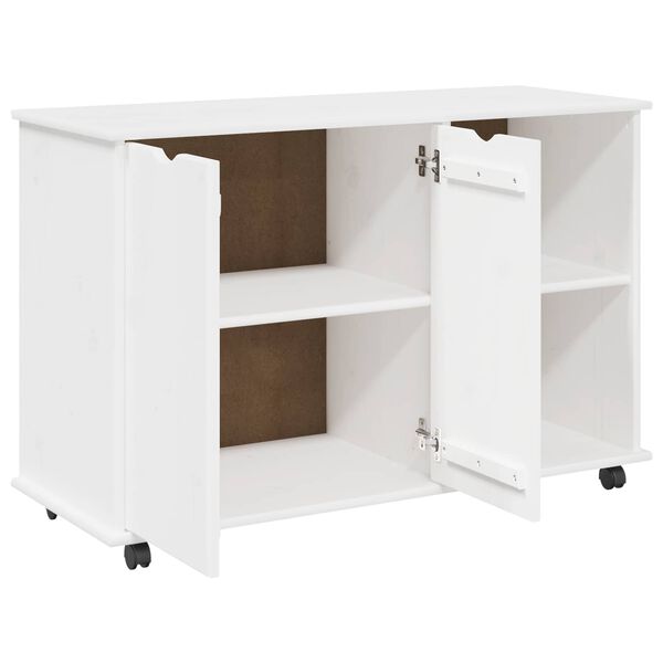 vidaXL Cabinet mobil cu roata Alb 100 x 39 x 65,5 cm Lemn de pin masiv