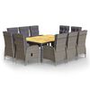 vidaXL Set mobilier de grădină, 11 piese, gri, poliratan