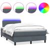 vidaXL Pat cu arcuri cu saltea și LED, gri &icirc;nchis, 120x220 cm, catifea