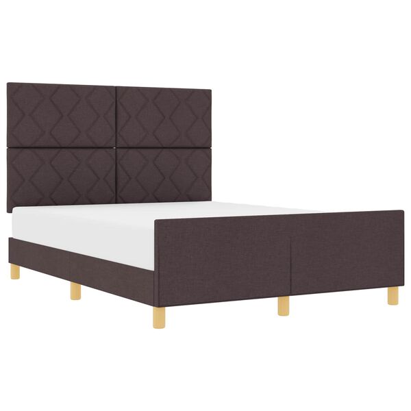 vidaXL Cadru de pat cu headboard Maro &icirc;nchis 160 x 200 cm țesătură