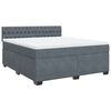 vidaXL Pat box spring cu saltea, gri &icirc;nchis, 180x200 cm, catifea