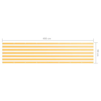 vidaXL Paravan de balcon, alb și galben, 90 x 400 cm, țesătură oxford