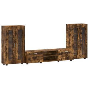 vidaXL Set comodă TV cu raft FLORIN 3 pcs Stejar fumuriu Lemn compozit