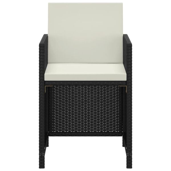 vidaXL Set mobilier de grădină cu perne, 3 piese, negru, poliratan