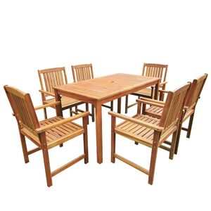 vidaXL Set mobilier de exterior, 7 piese, lemn masiv de acacia