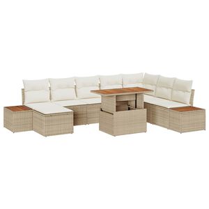 vidaXL Set de canapele pentru grădină 9 pcs Bej Rattan poli