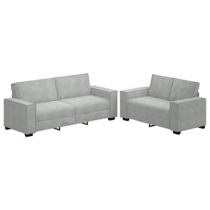 vidaXL Set de canapele cu perne, 2 piese, gri deschis, catifea