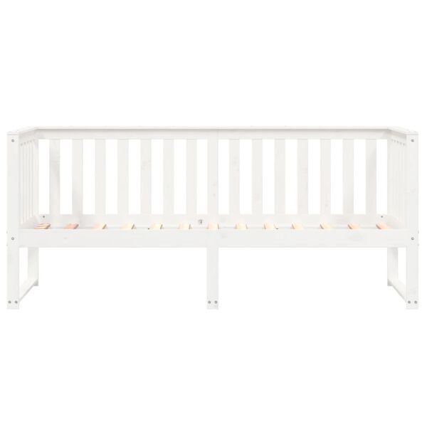 vidaXL Pat de zi fără saltea, alb, 80x200 cm, lemn masiv pin