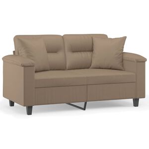 vidaXL Canapea cu 2 locuri cu pernuțe, cappuccino, 120 cm, piele eco.