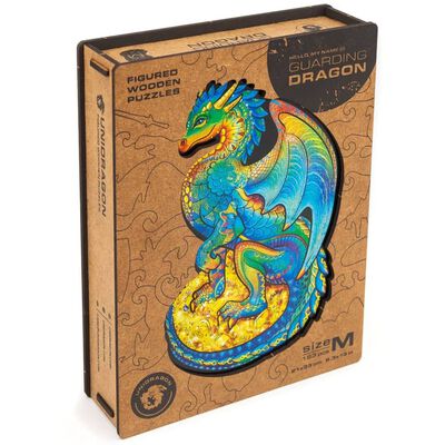 UNIDRAGON Puzzle din lemn 183 piese Guardian Dragon, mediu, 21x33 cm