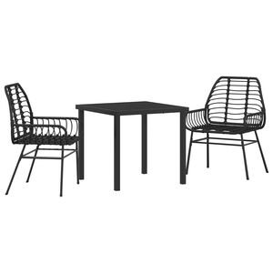 vidaXL Set de masă pentru grădină 3 pcs Negru poliratan