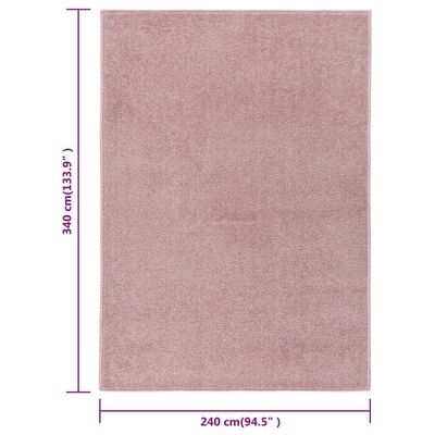 vidaXL Covor cu fire scurte, roz, 240x340 cm