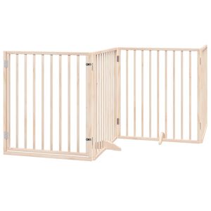 vidaXL Poartă de c&acirc;ini pliabilă cu ușă, 4 panouri, 320 cm, lemn plop