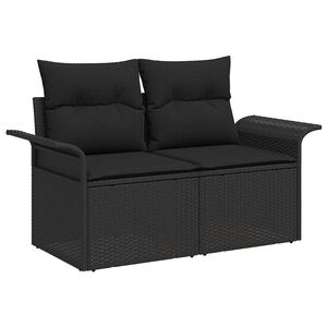 vidaXL Canapea de grădină cu pernă Negru 141 x 62 x 69cm poliratan