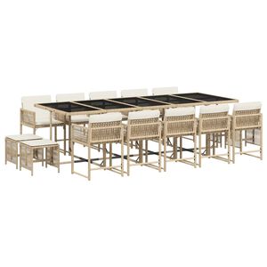 vidaXL Set mobilier de grădină cu perne, 15 piese, bej, poliratan