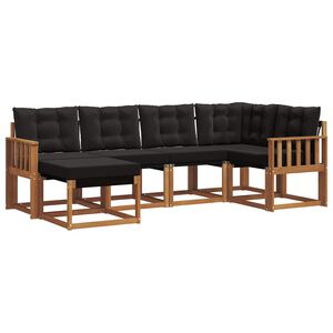 vidaXL Set de canapele de exterior 6 buc. Natural și Negru