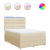 vidaXL Pat continental cu saltea, crem, 140x200 cm, material textil