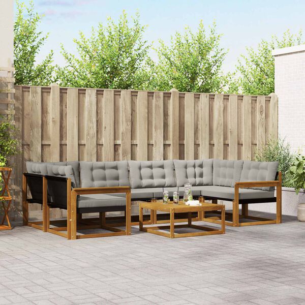 vidaXL Set de canapele de exterior 7 pcs Gri natural și deschis