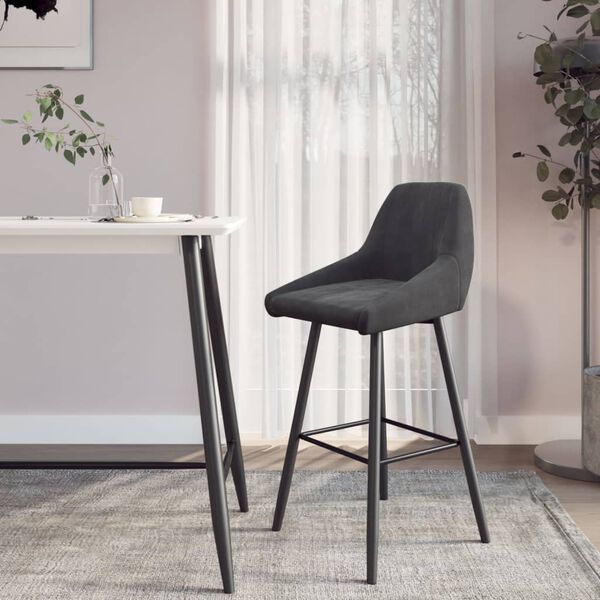 vidaXL Scaun de bar, negru, catifea