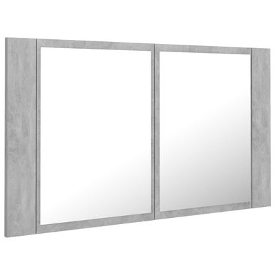 vidaXL Dulap de baie cu oglindă & LED, gri beton, 80x12x45 cm acril