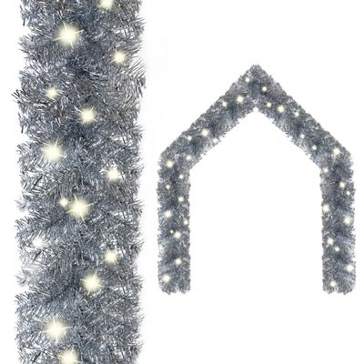 vidaXL Ghirlandă de Crăciun cu lumini LED, argintiu, 5 m