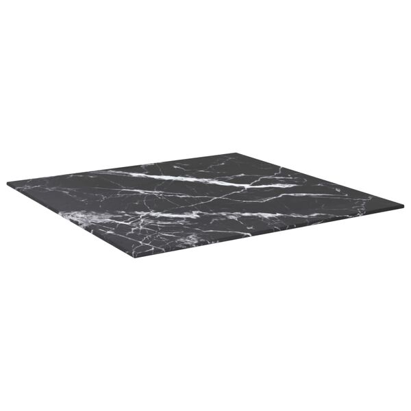vidaXL Blat masă negru 60x60cm 6mm sticlă securizată design de marmură