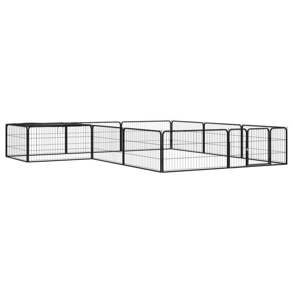 vidaXL Țarc c&acirc;ini 12 panouri negru 100x50 cm oțel vopsit electrostatic