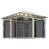 vidaXL Pavilion cu plasă anti-ț&acirc;nțari & lumini LED crem 3x3x2,73m