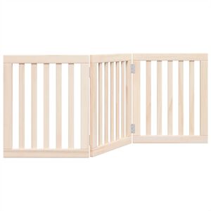 vidaXL Poartă de acces pentru c&acirc;ini pliabilă, 3 panouri, 150 cm, lemn de plop