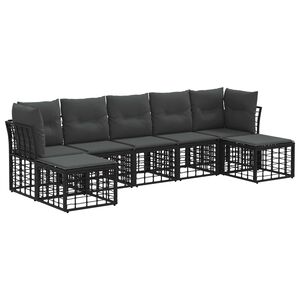 vidaXL Set de canapele de exterior Negru Poliester
