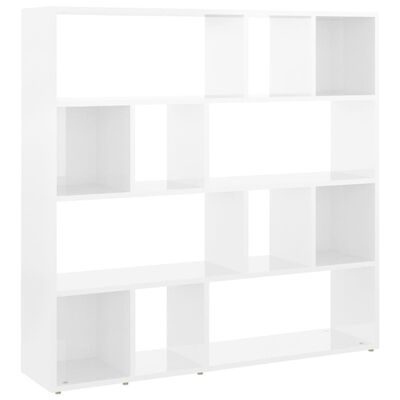 vidaXL Bibliotecă/Separator cameră, alb extralucios, 105x24x102 cm