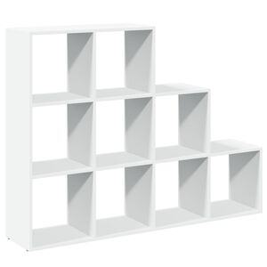 vidaXL Bibliotecă/separator 3 niveluri, alb, 137,5x29x103,5 cm lemn