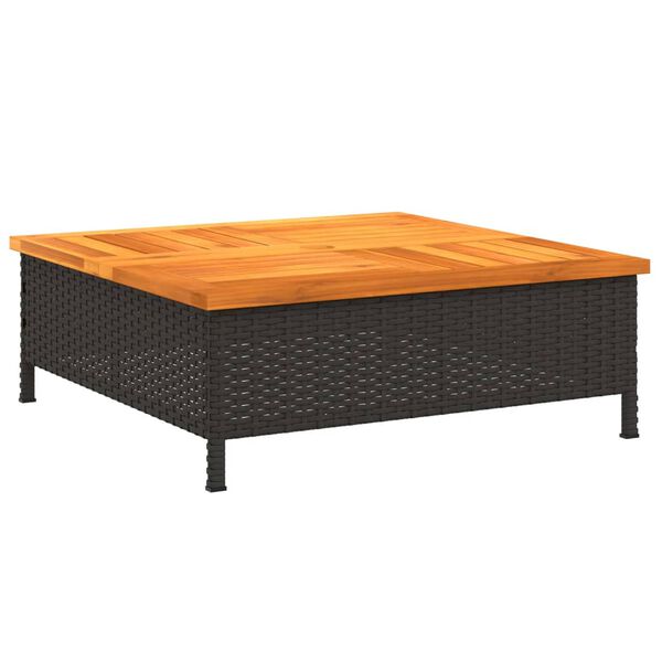 vidaXL Mască suport umbrelă de soare negru 70x70x25cm poliratan/acacia